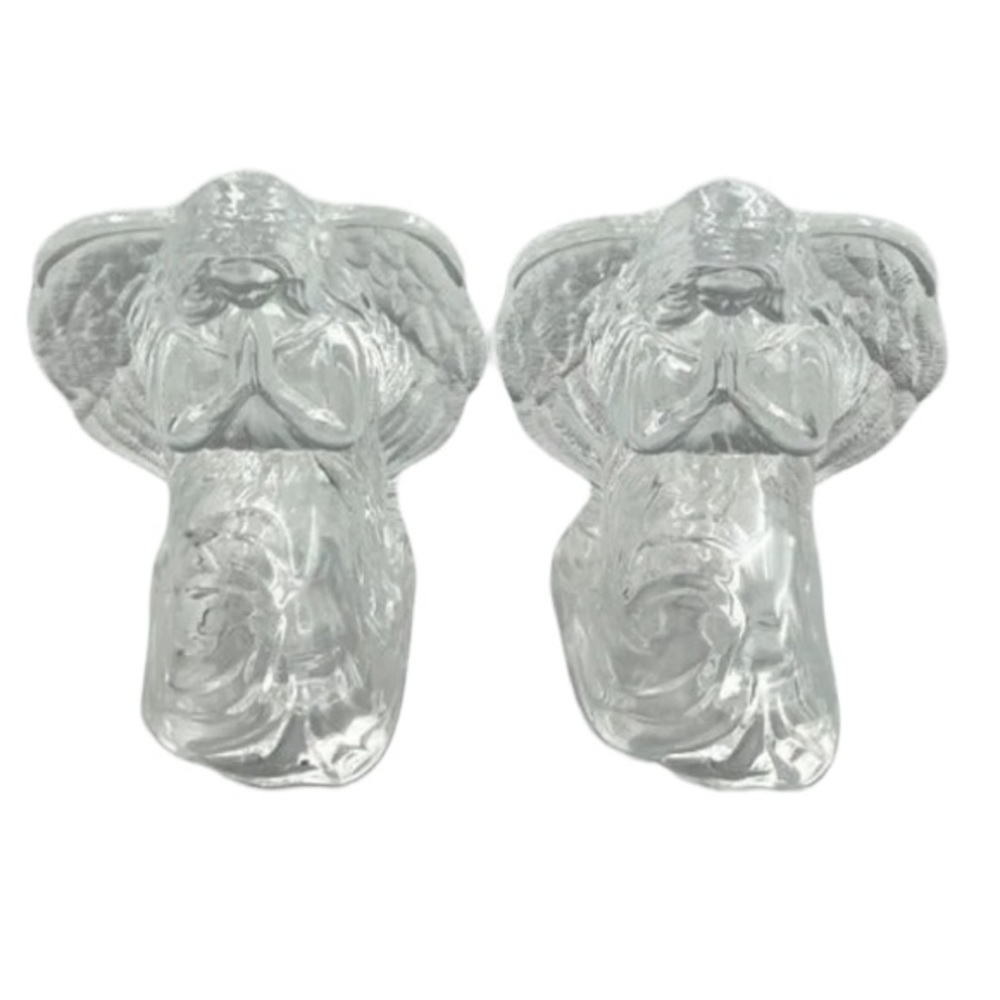 2 NWT Vintage DePlomb 24% Lead Crystal Praying Angel Tea Light Votive Candlehold